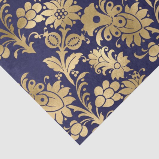 Gold Stencil-Blume auf Lila Decoupage Seidenpapier (Detail)