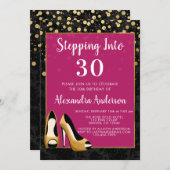 Gold Stepping in 30 Birthday Party Einladung (Vorne/Hinten)
