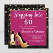 Gold Stepping in 60 Geburtstagsparty Einladung (Vorne/Hinten)