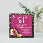 Gold Stepping in 60 Geburtstagsparty Einladung (Stehend Vorderseite)