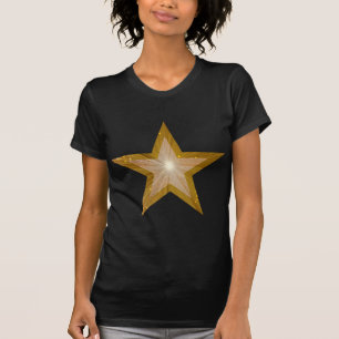 "Gold" Stern "zwei tonen" Damen-T - Shirtschwarzes T-Shirt