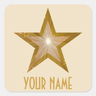 "Gold"-Sterne-Aufkleber "Ihr Name" Quadratischer Aufkleber