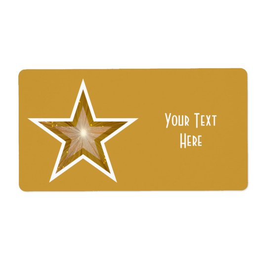"Gold"-Sterne-Geschenketikett "Dein Text" mit groß (Vorne)