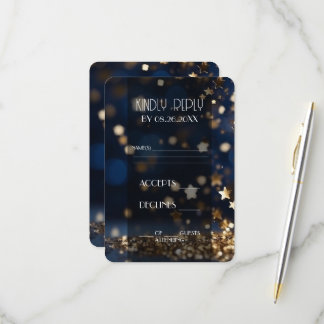 Gold Sterne Glitzer Hochzeit RSVP Karte
