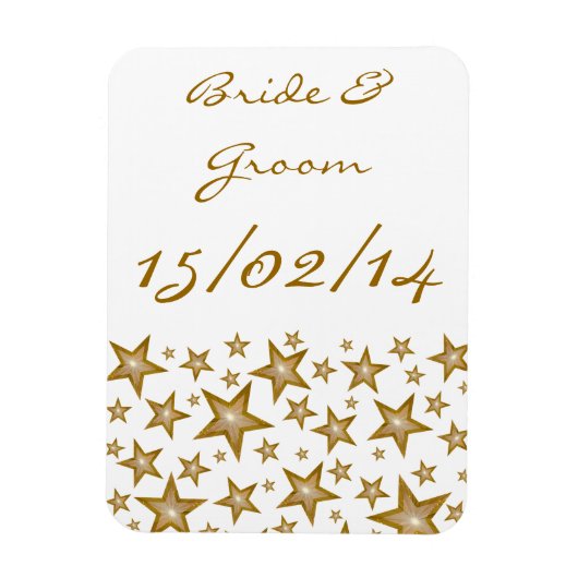 "Gold" Sterne "Names Date" flexibler Magnet weiß (Vertikal)
