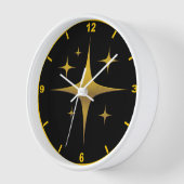 Gold Sternexplosion Wall Clock - Schwarz und Gold Uhr (Winkel)
