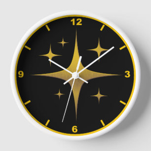 Gold Sternexplosion Wall Clock - Schwarz und Gold Uhr