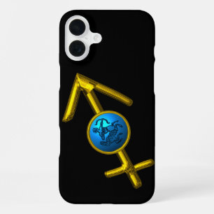 GOLD-STERNZEICHEN SCHÜTZE, Blaue Türkise,Schwarz iPhone 16 Plus Hülle