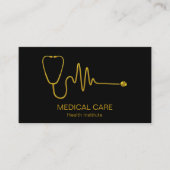Gold Stethoscope ECG Wave EKG Line Medical Luxury Visitenkarte (Vorderseite)