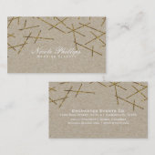 Gold Sticks Confetti Moderne Natural Business Card Visitenkarte (Vorne/Hinten)