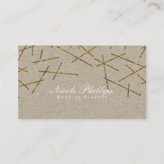 Gold Sticks Confetti Moderne Natural Business Card Visitenkarte (Vorderseite)