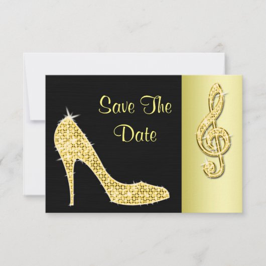 Gold Stiletto & Treble Cleft 18. Save the Date (Vorderseite)