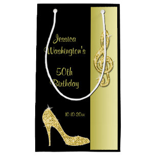 Gold Stiletto & Treble Cleft 50. Geburtstagsparty Kleine Geschenktüte
