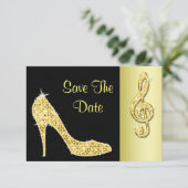 Gold Stiletto & Treble Cleft 50. Save the Date (Stehend Vorderseite)