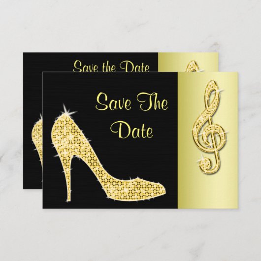 Gold Stiletto & Treble Cleft 60. Save the Date (Vorne/Hinten)
