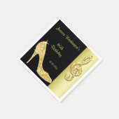Gold Stiletto & Treble Cleft 65. Geburtstag Serviette (Ecke)