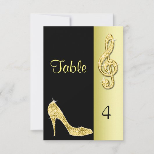 Gold Stiletto & Treble Cleft Einladung (Rückseite)