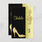 Gold Stiletto und Treppenschuss Einladung (Vorne/Hinten)