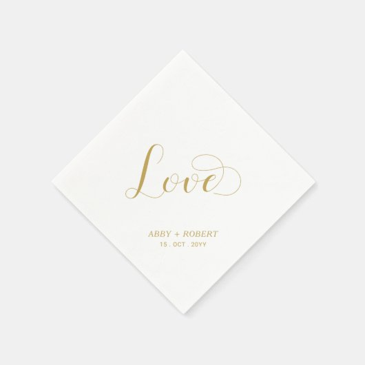 Gold | Stilvolle Liebe Hochzeit Serviette (Ecke)