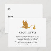 Gold Stork Display Baby Dusche Beilage Geschenkkar Begleitkarte (Vorne/Hinten)