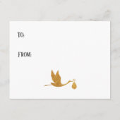 Gold Stork Display Baby Dusche Beilage Geschenkkar Begleitkarte (Rückseite)