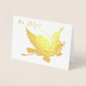 GOLD STORK GIRL BABY SHOWER FOLIENKARTE (Vorderseite)