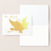 GOLD STORK GIRL BABY SHOWER FOLIENKARTE (Anzeige)