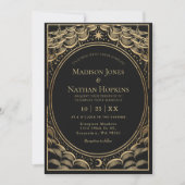 Gold Stormy Tarot Card Vintage Hochzeit Einladung (Vorderseite)