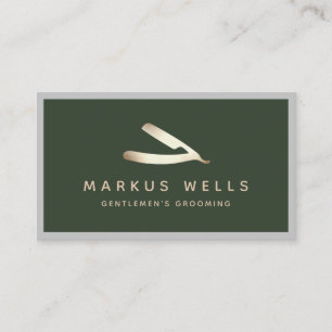 Gold Straight Razor Barbershop Master Barber Visitenkarte