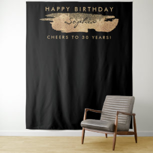 Gold Streak Geburtstag Hintergrund jedes Alters Wandteppich