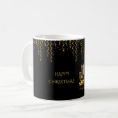 Gold Streamer & Champagner Weihnachten Kaffeetasse (Vorderseite Links)