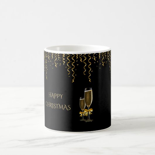 Gold Streamer & Champagner Weihnachten Kaffeetasse (Mittel)