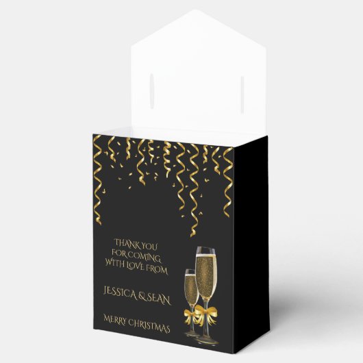 Gold Streamers & Champagner Weihnachten Geschenkschachtel (Geöffnet)
