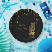 Gold Streamers & Champagner Weihnachten Pappteller (Party)