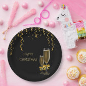 Gold Streamers & Champagner Weihnachten Pappteller (Party)