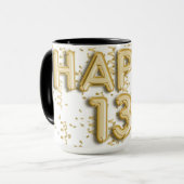 Gold Streamers Happy 13. Geburtstag Tasse (Vorderseite Links)