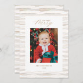 Gold Streifen so sehr fröhlich Foto Weihnachtskart Einladung (Vorne/Hinten)