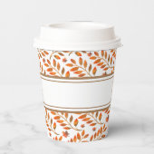 Gold Streifen und Herbstlaube Botanisch individuel Pappbecher (Rückseite)