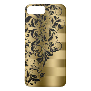 Gold Streifen und schwarze Blumen Case-Mate iPhone Hülle