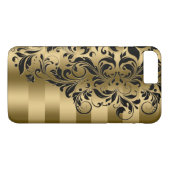 Gold Streifen und schwarze Blumen Case-Mate iPhone Hülle (Rückseite (Horizontal))