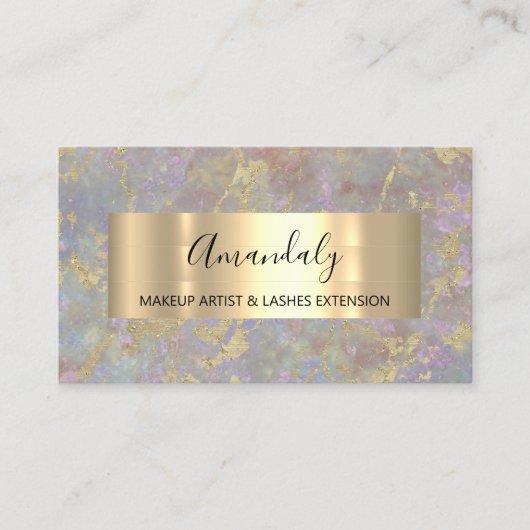 Gold Strikes Beauty Shop Pastel Smoky Marmor Visitenkarte (Vorderseite)