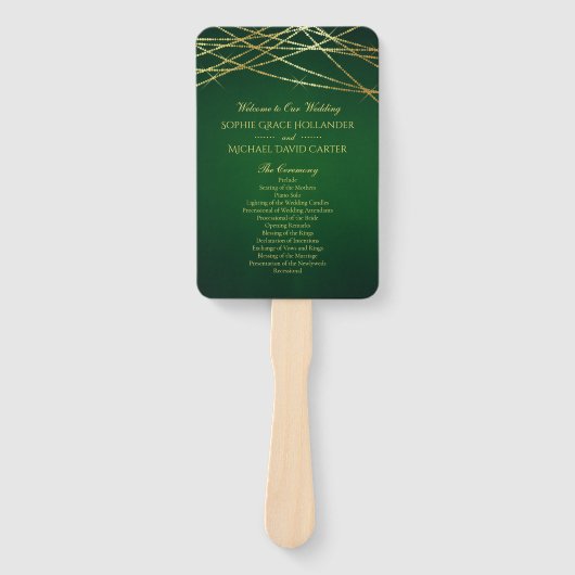 Gold String Lights auf Smarald Green Fächer (Vorderseite)