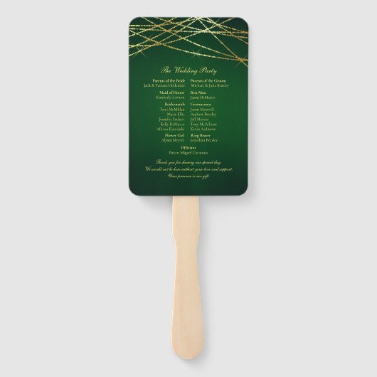 Gold String Lights auf Smarald Green Fächer (Rückseite)