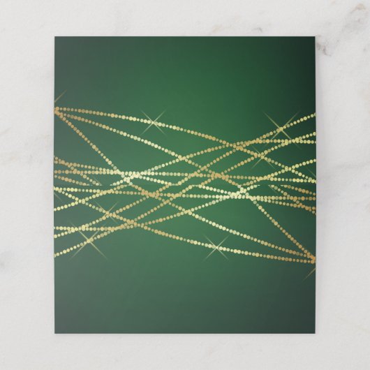 Gold String Lights auf Smarald Green Platzkarte (Außenseite Aufgefaltet)