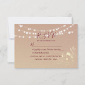 Gold String Lights Burgundy RSVP Card Karte (Vorderseite)