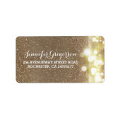 Gold String Lights Chic Wedding Adressaufkleber (Vorne)
