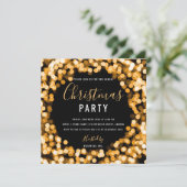 Gold String Lights Corporate Christmas Party Einladung (Stehend Vorderseite)