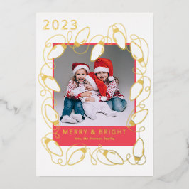 Gold String Lights Frohe Weihnachtsfotokarte Folien Feiertagskarte