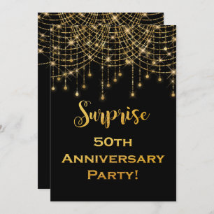 Gold String Lights Gold Text 50 Jahre alt Einladung