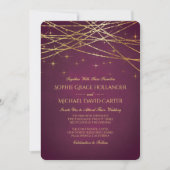Gold String Lights in Ruby Einladung (Vorderseite)